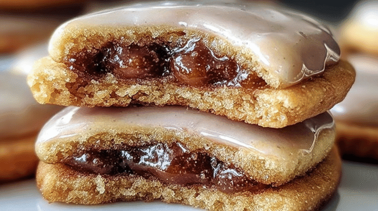 Soft brown sugar pop tart cookies filled with gooey cinnamon-sugar filling and topped with a sweet glaze.