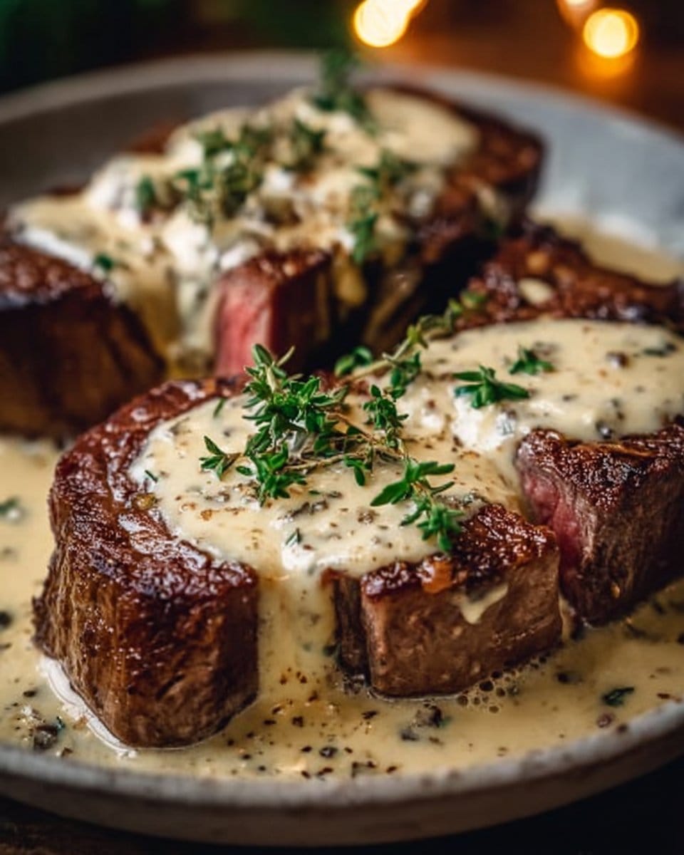 Steak with Creamy Garlic Sauce