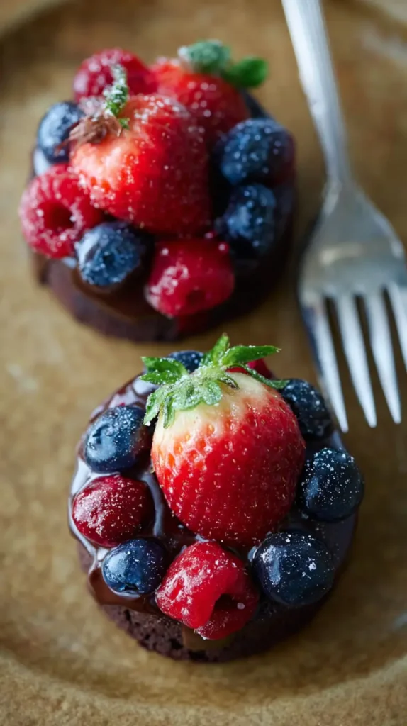 Mini Double Chocolate Berry Cakes (Close-Up)