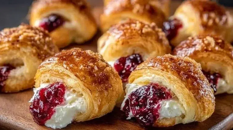 Cranberry Cream Cheese Crescent Bites served on a festive platter