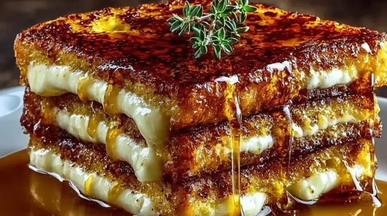 Delicious Crème Brûlée French Toast topped with caramelized sugar and berries