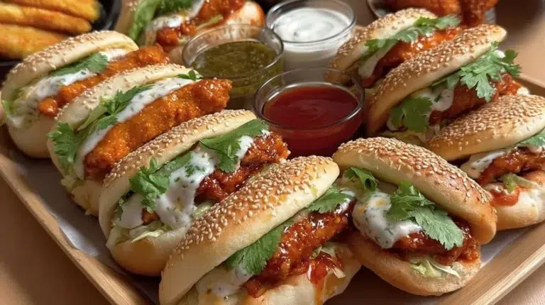 Dynamite chicken buns freshly made with spicy chicken filling and soft buns