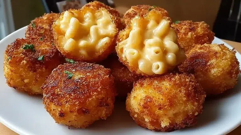 Delicious fried mac and cheese bites served with dipping sauce