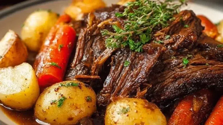 Gordon Ramsay inspired pot roast cooked to perfection with vegetables
