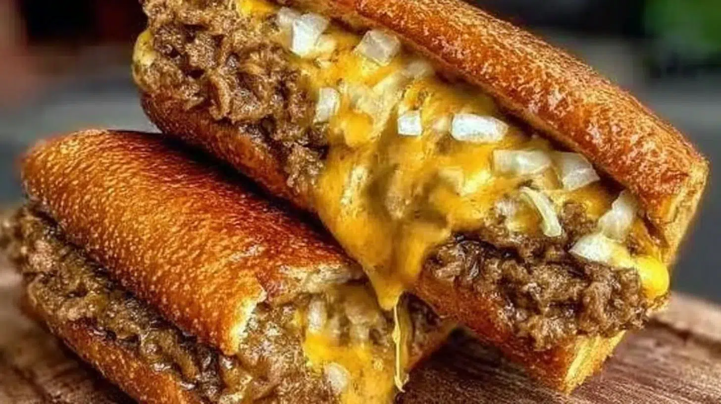 Philly Cheesesteak Sloppy Joes served on a plate with toppings