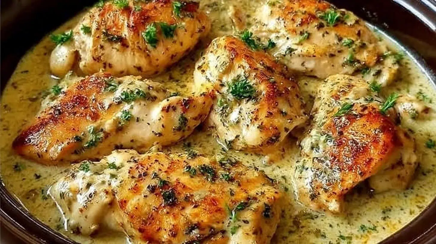 Crock Pot Ranch Chicken Recipe served with vegetables in a bowl.