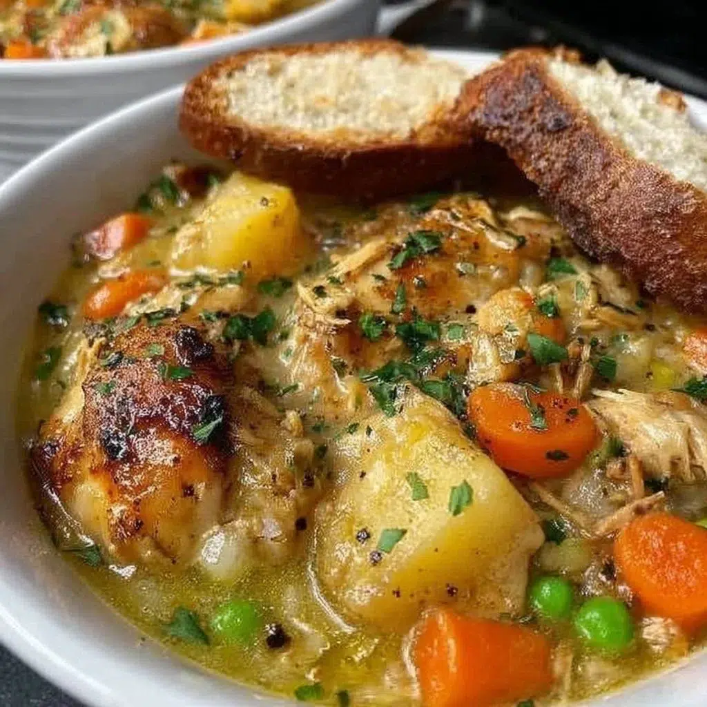 Delicious slow cooker chicken stew with vegetables and herbs