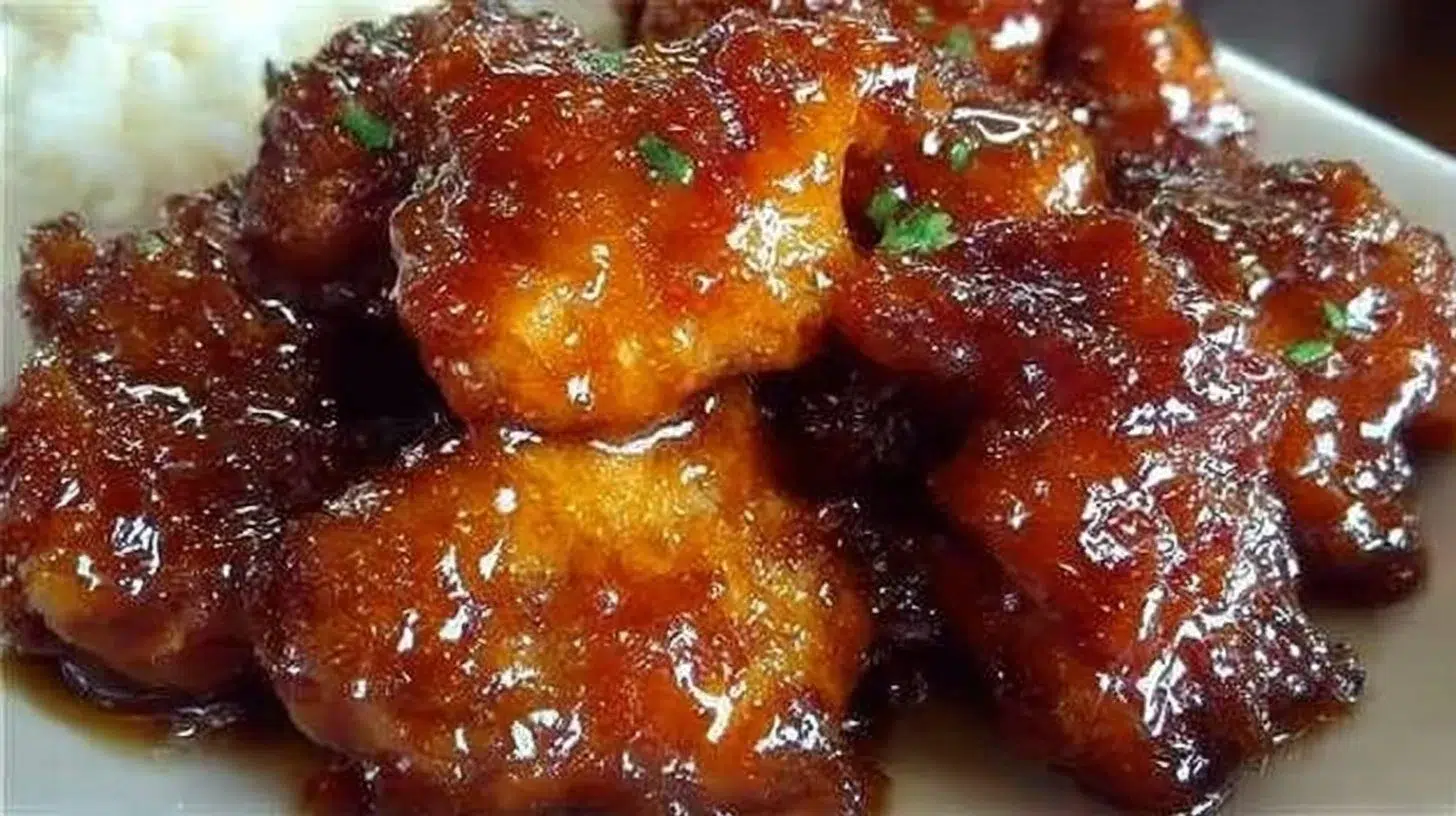 Sweet Hawaiian Crock Pot Chicken dish served in a bowl with tropical garnishes.