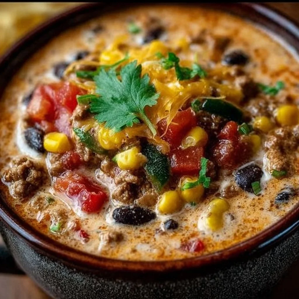 A bowl of Witch’s Cauldron Beef Stew with chunks of beef and vegetables.