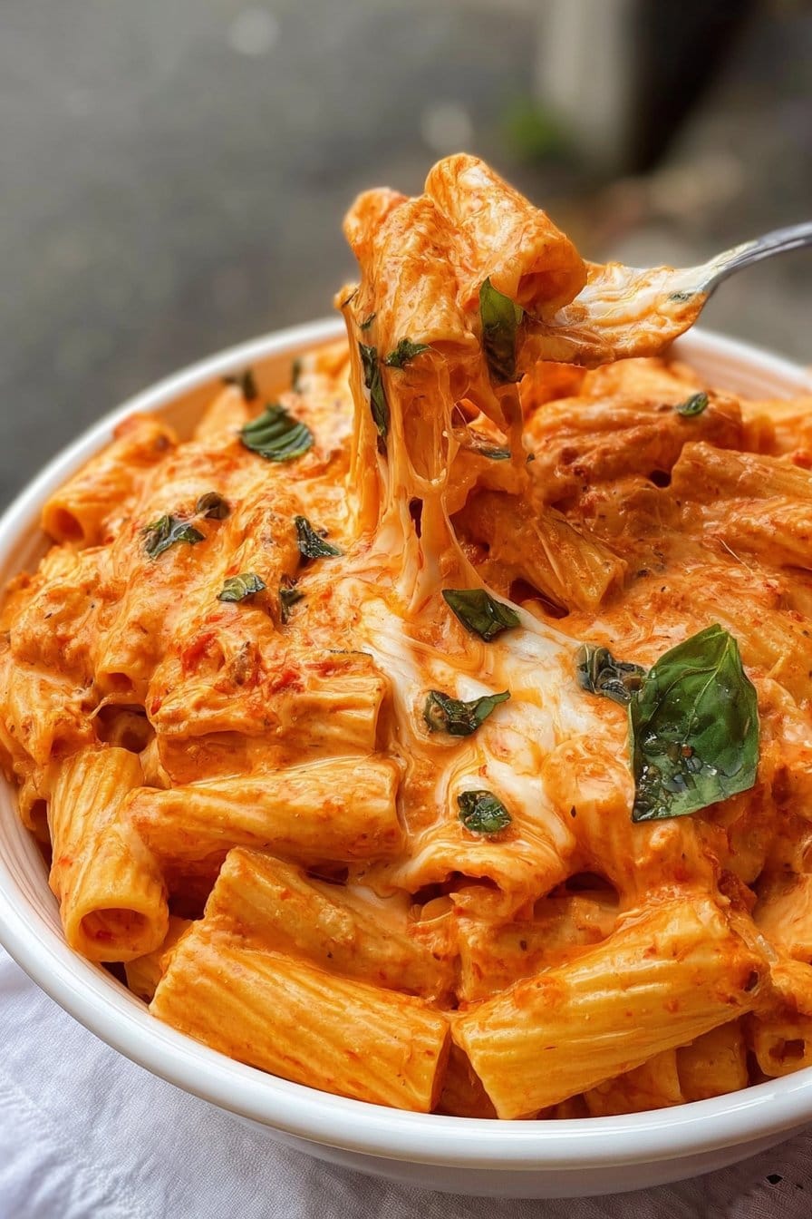 Creamy Mozzarella Tomato Rigatoni