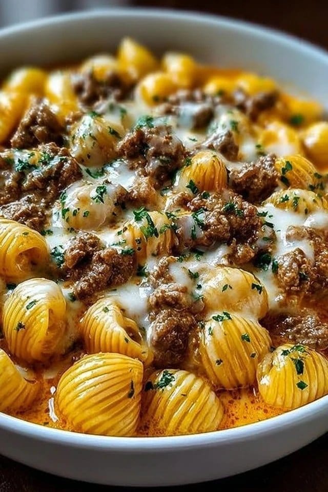 Creamy Beef and Shells