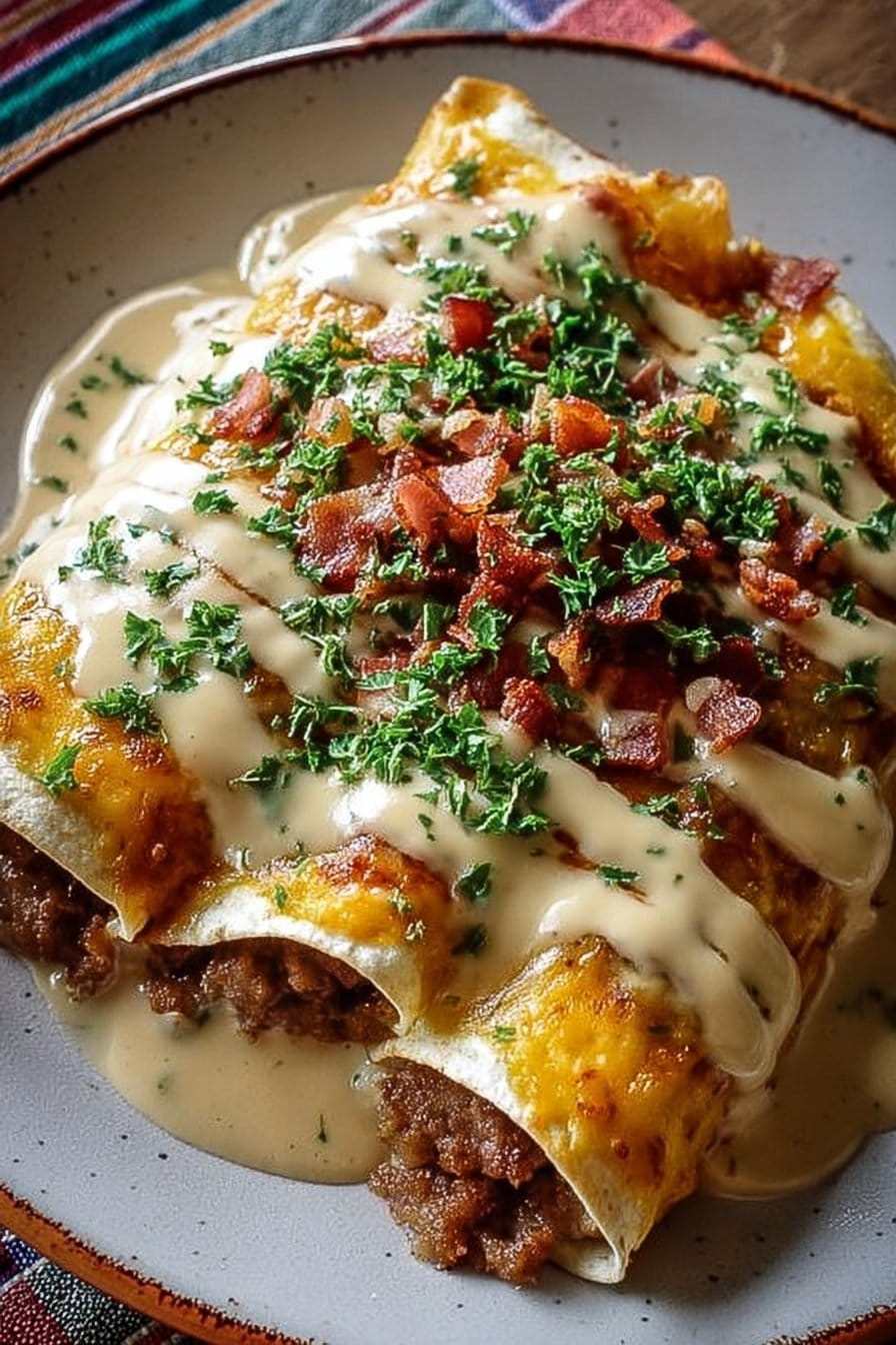 Southern Breakfast Enchiladas with Sausage Gravy