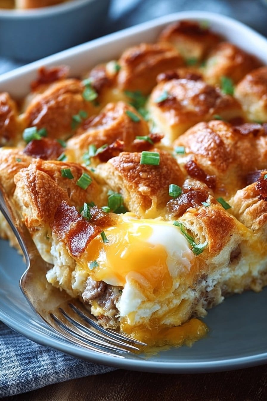 Overnight Croissant Breakfast Casserole