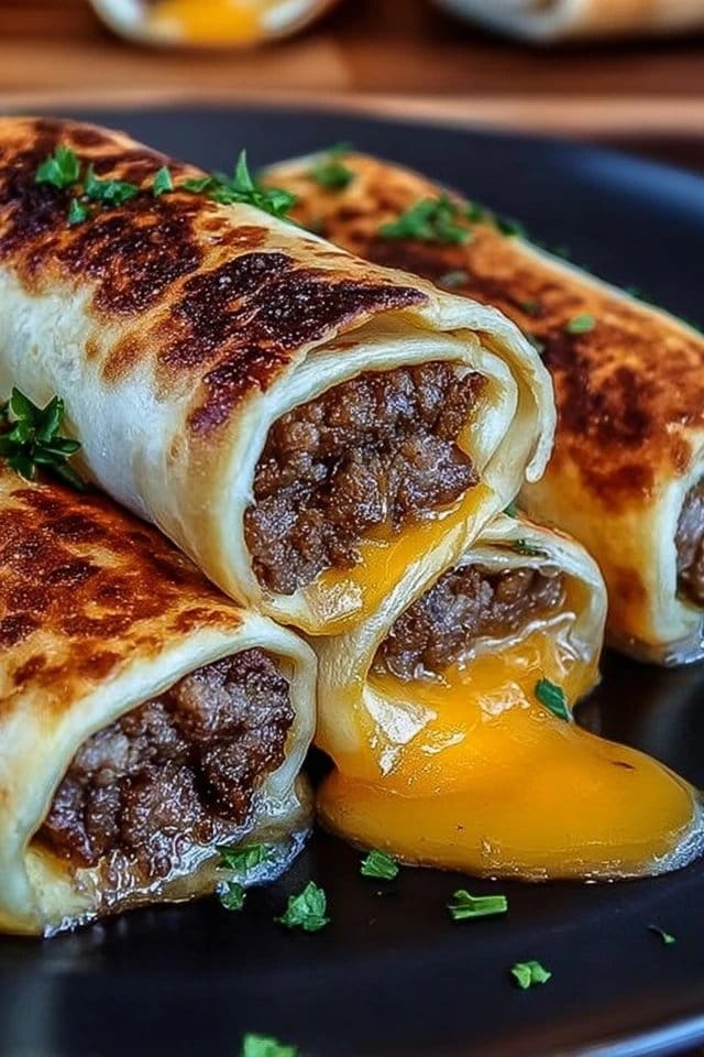 Garlic Butter Beef Cheeseburger Rollups