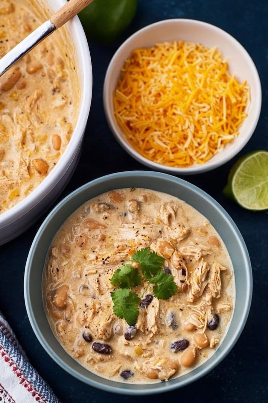 Crockpot White Chicken Chili with Cream Cheese