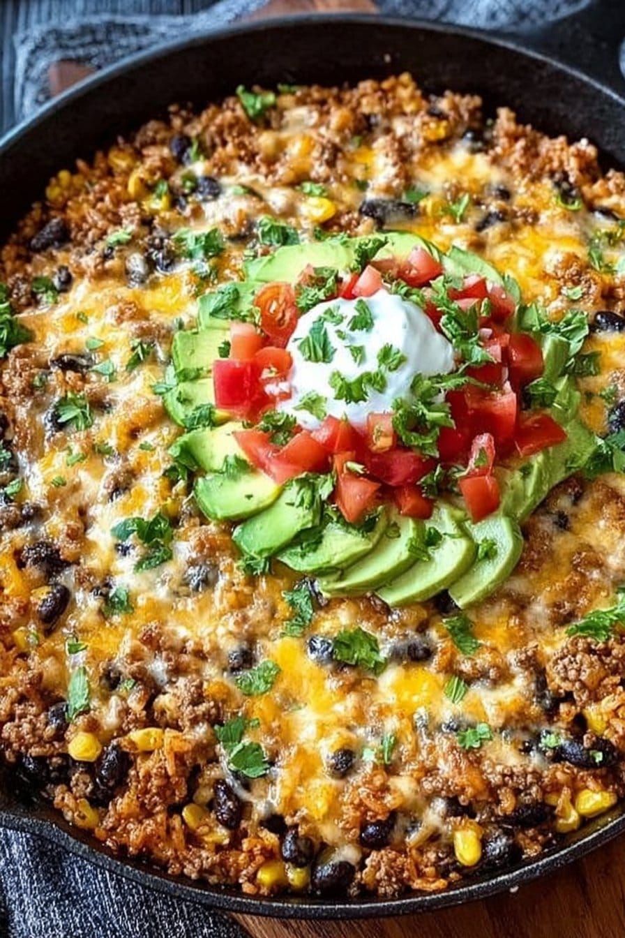 Cheesy Taco Rice Skillet