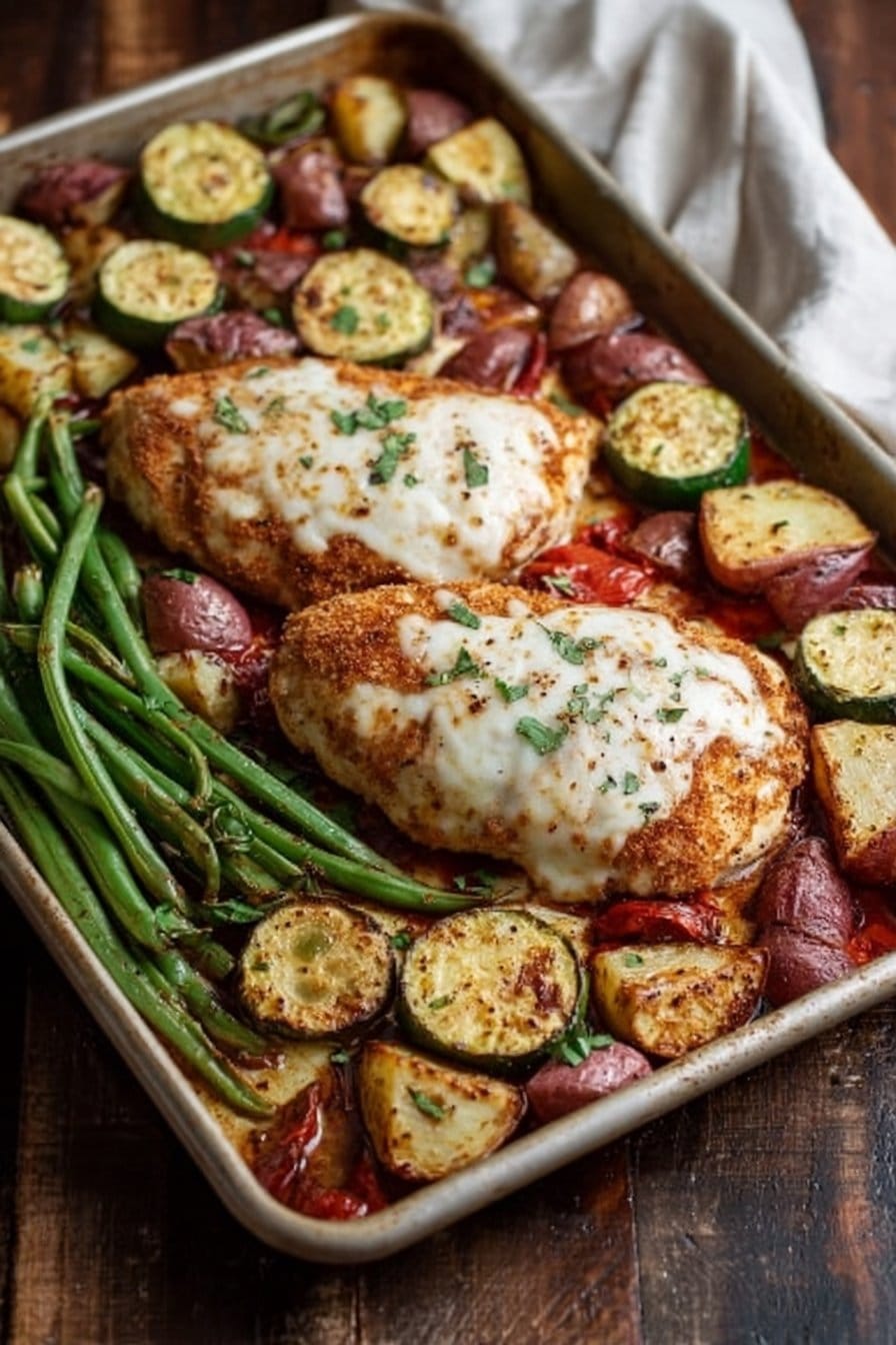 Healthy Chicken Parmesan with Roasted Veggies