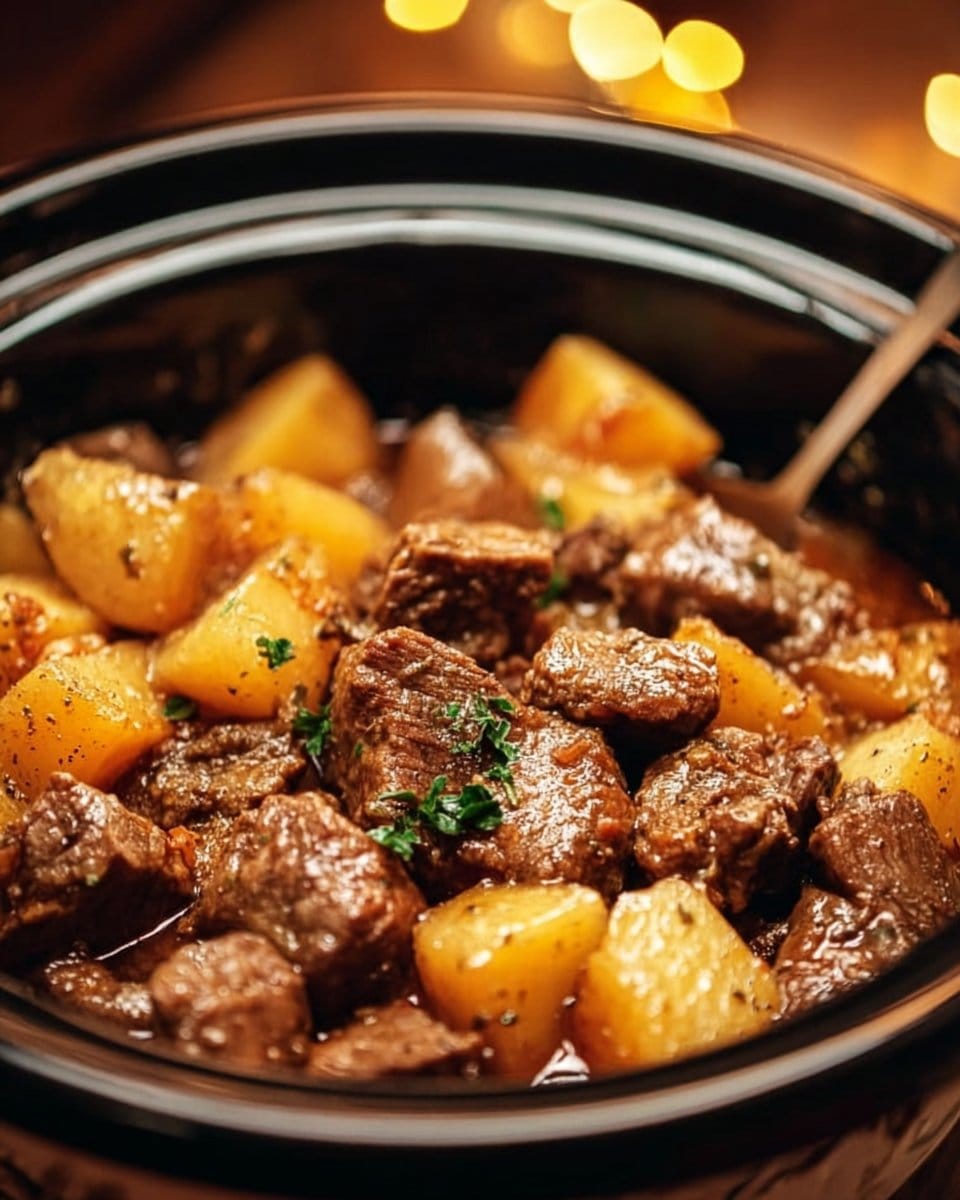 Crockpot Loaded Steak and Potato Bake