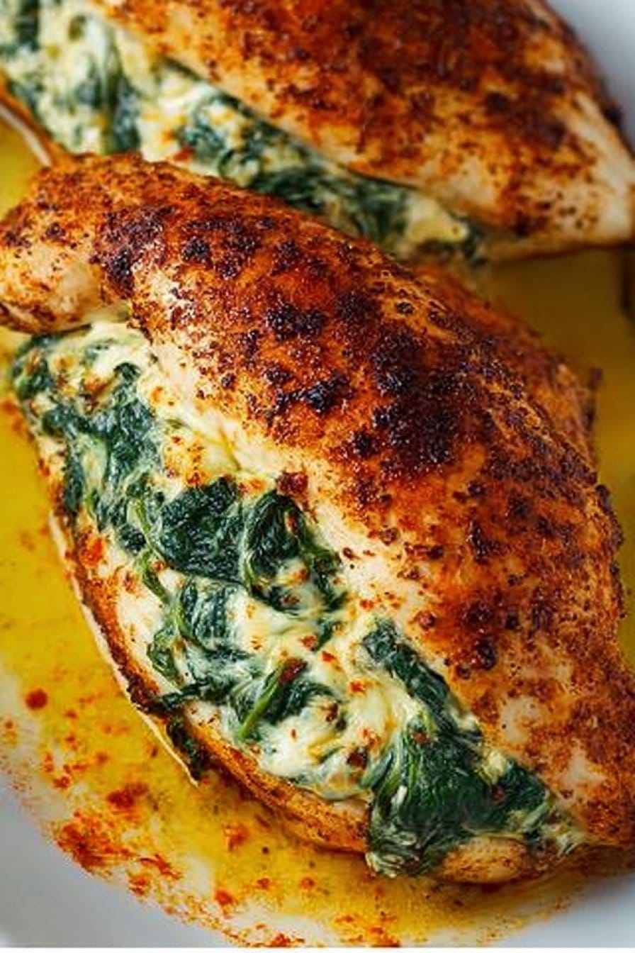 Spinach Stuffed Chicken Breasts - a healthy low carb dinner option!