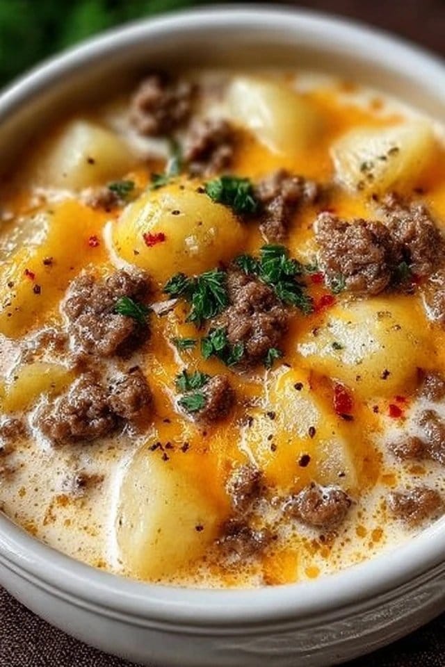 Cheesy Hamburger Potato Soup