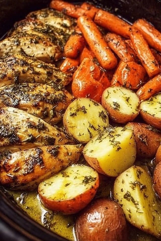 Slow Cooker Garlic Butter Chicken and Veggies