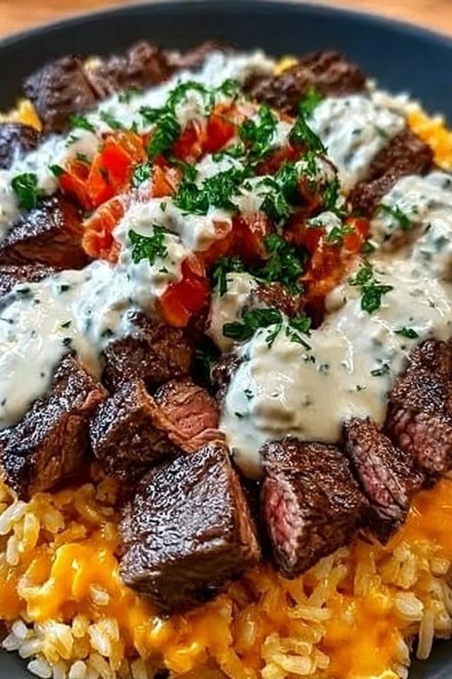 Steak Queso Rice Bowl