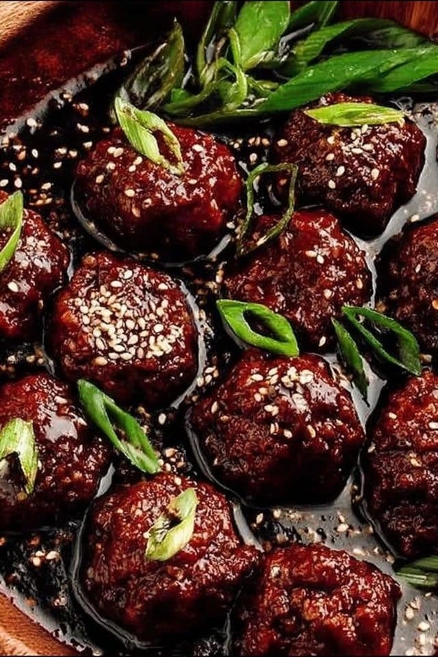Sticky Mongolian Beef Meatballs