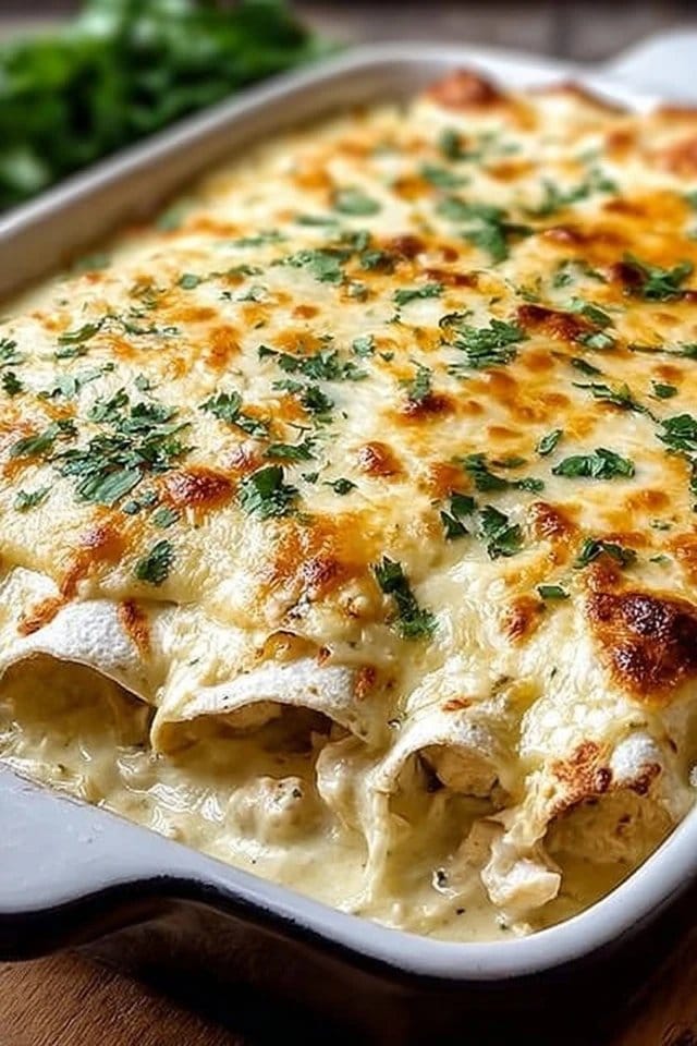 Creamy White Chicken Enchiladas