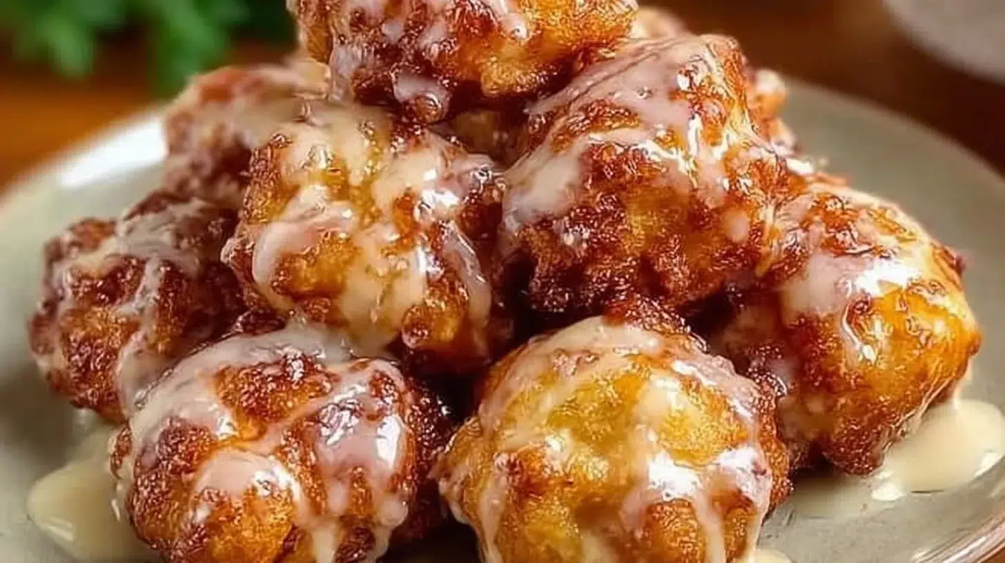 Delicious apple fritter bites sprinkled with cinnamon and sugar