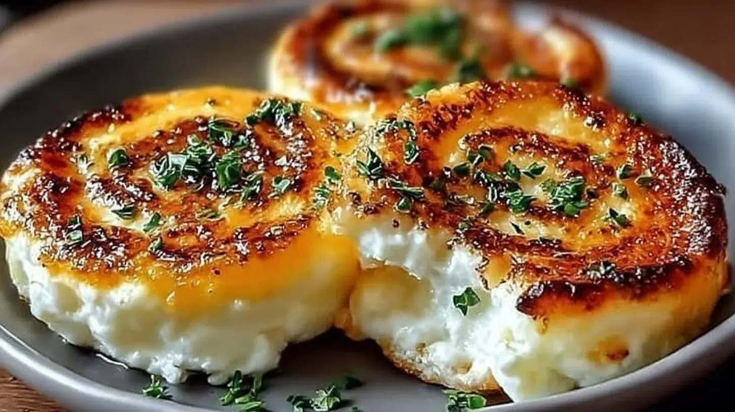 Delicious baked cottage cheese eggs served with fresh herbs and tomatoes.
