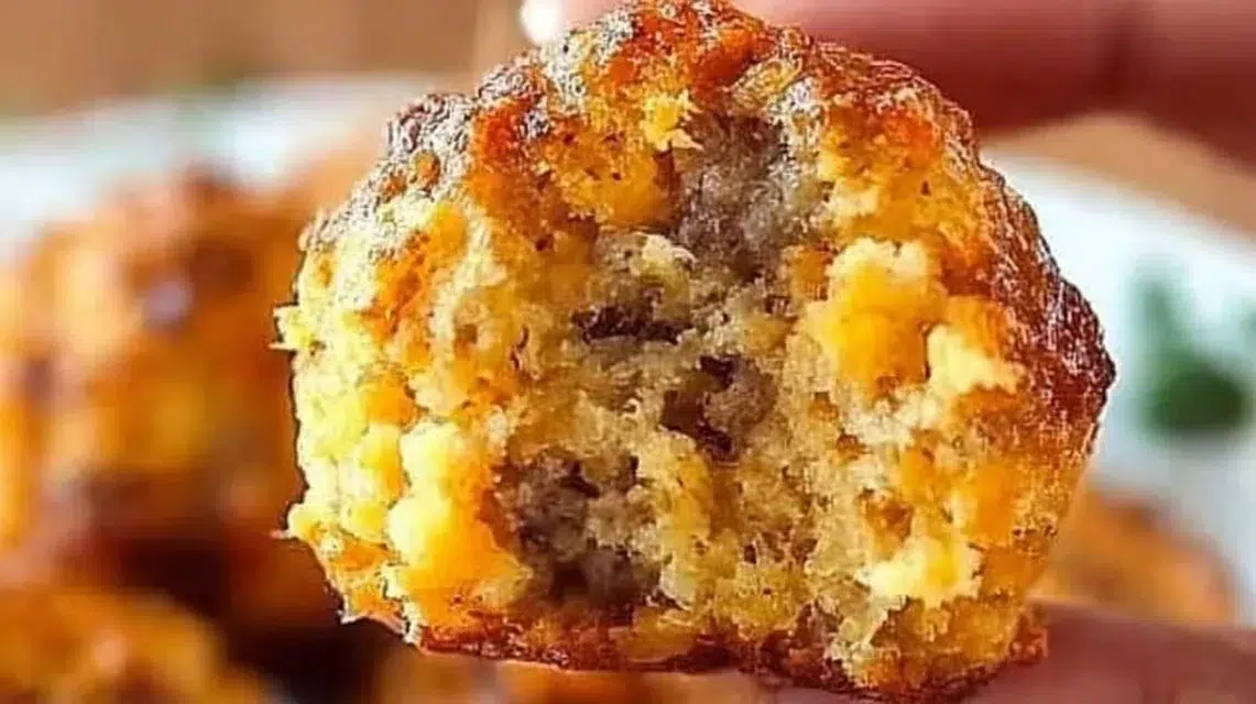 Delicious Bisquick sausage balls served on a plate for a tasty snack