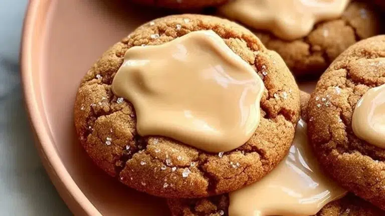Delicious batch of brown sugar maple cookies on a rustic wooden table