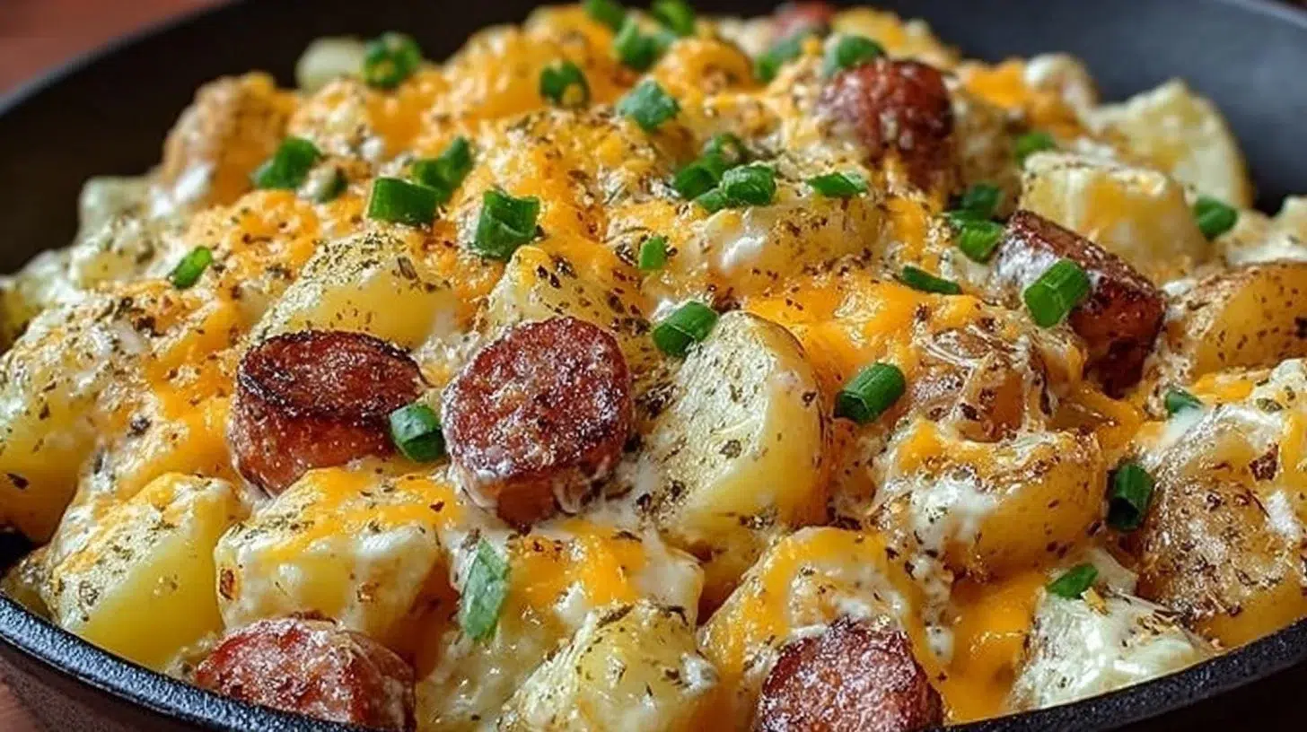 Delicious cheesy ranch potatoes served on a plate
