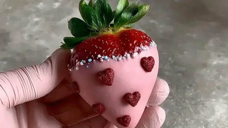 Delectable chocolate covered strawberries on display for Valentine's Day.