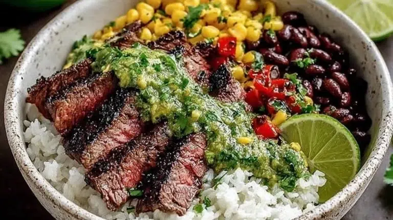 Cilantro lime steak bowls with fresh ingredients and vibrant flavors