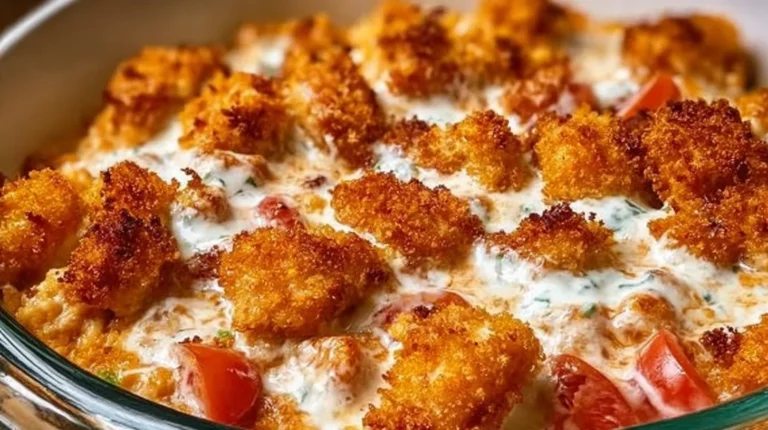 Cottage Cheese Chicken Parmesan Bowl garnished with fresh herbs