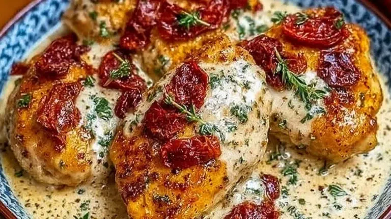 Delicious Crock Pot Marry Me Chicken ready to serve with creamy sauce and herbs.