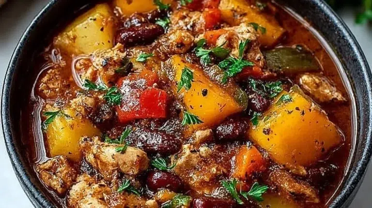 Crock Pot Shipwreck Stew simmering in a slow cooker with vibrant vegetables