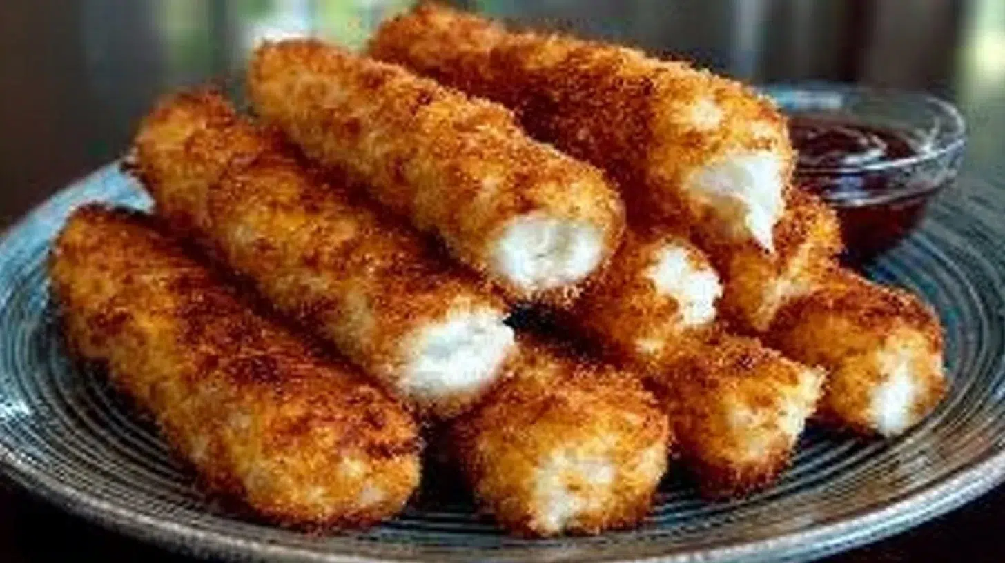 Plate of delicious cottage cheese sticks for a healthy snack option