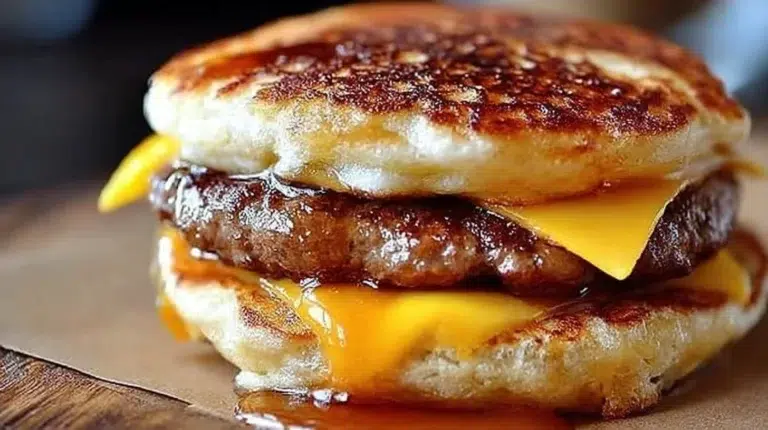 Delicious homemade McGriddle served for breakfast, easy 5-minute recipe