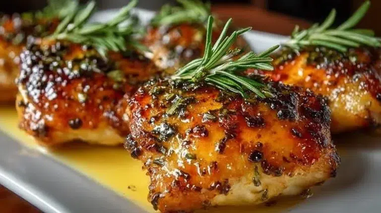Easy baked chicken thighs recipe with flavorful seasonings and golden skin.