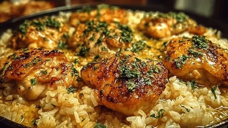 Delicious forgotten chicken and rice dish served in a bowl