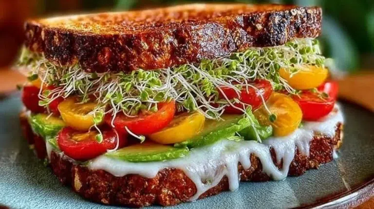 Delicious homemade veggie sandwich with fresh ingredients