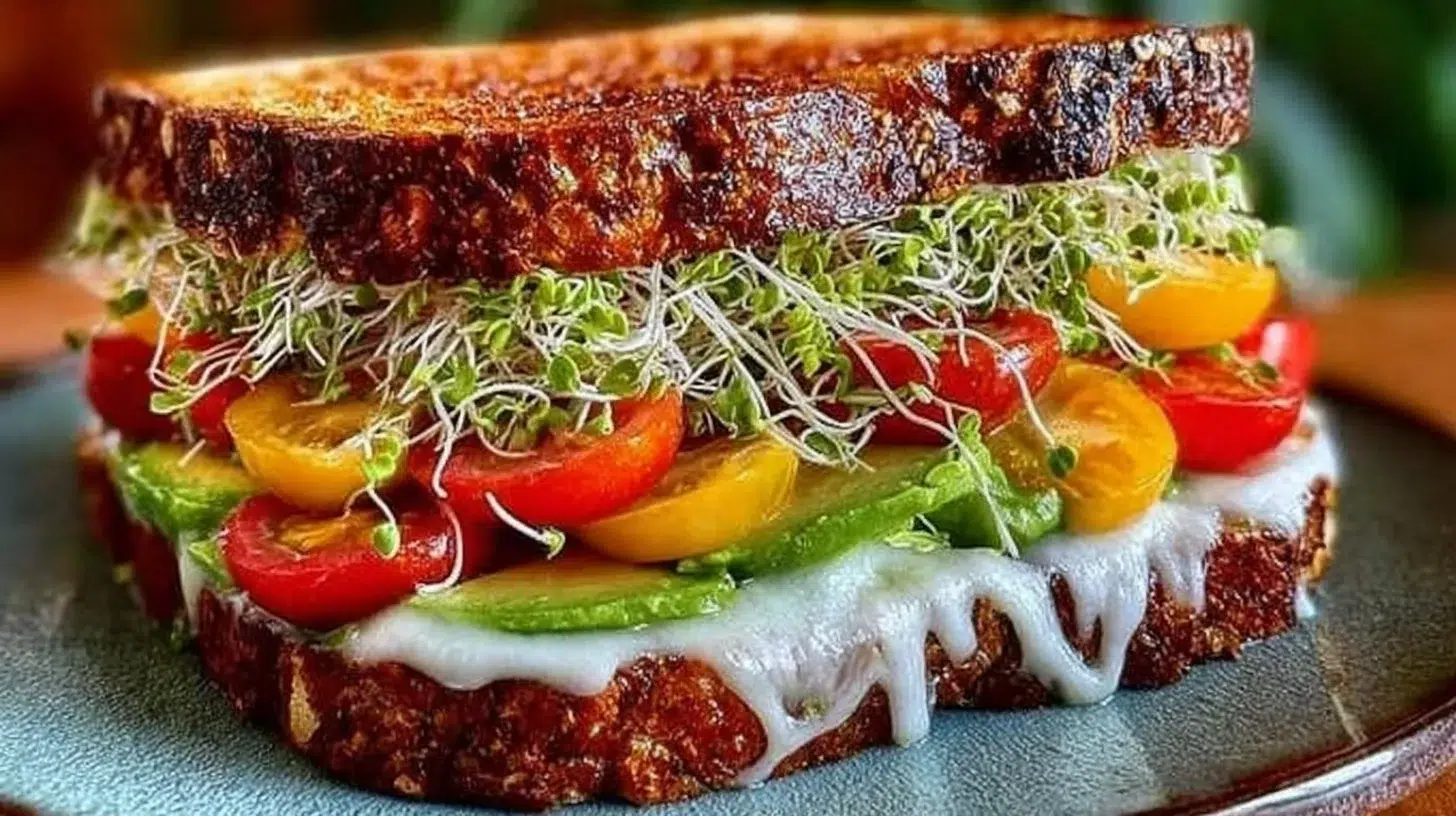 Delicious homemade veggie sandwich with fresh ingredients