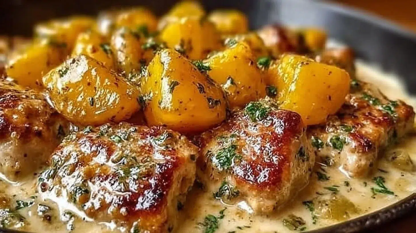 Garlic Parmesan Chicken served with roasted baby potatoes