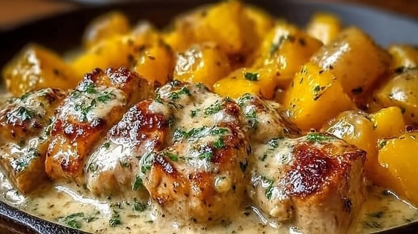 Garlic Parmesan Chicken served with baby potatoes on a plate