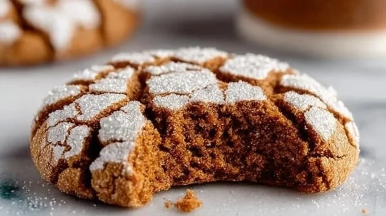 Delicious freshly baked Gingerbread Crinkle Cookies dusted with powdered sugar.