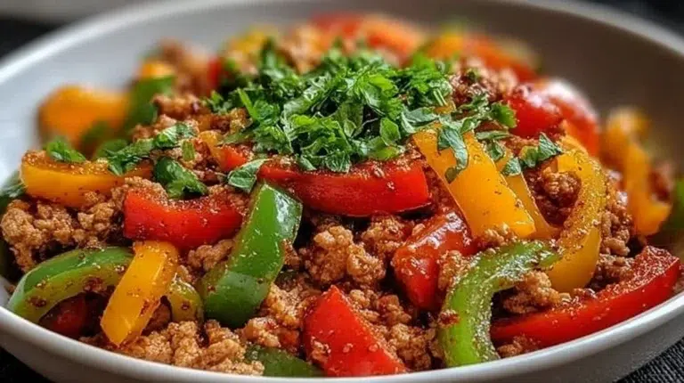 Delicious ground turkey and peppers dish, perfect for a healthy meal.