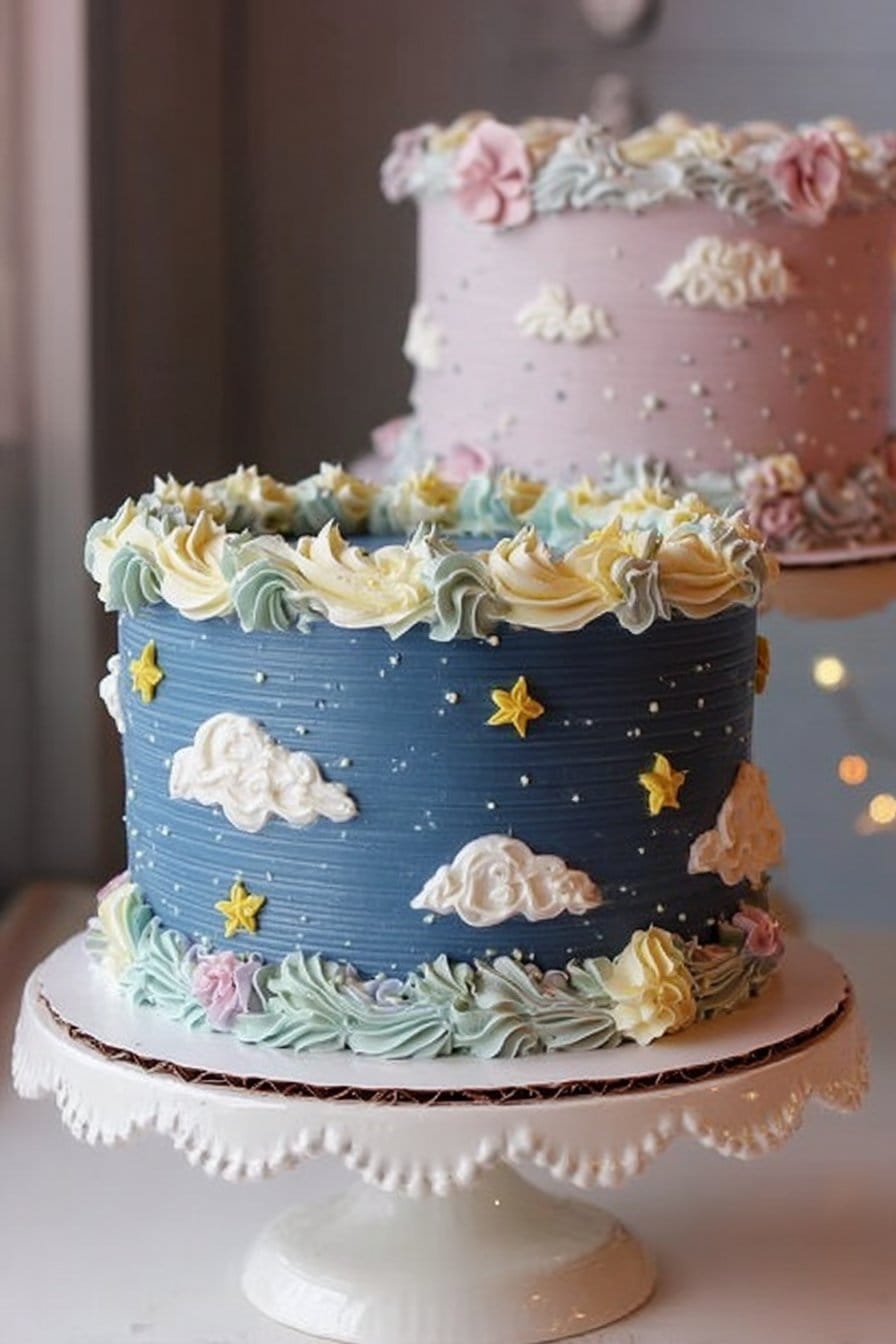 Blue House Bakeshop on Instagram: "Happy Birthday Amelia! 💜🌞✨🌙☁️💙 • • • • #dreamscapecake #celestialcake #twilightcake #buttercreamcakes #buttercreamcake #b… in 2025 | Cute birthday cakes, Pretty birthday cakes, Fancy cakes