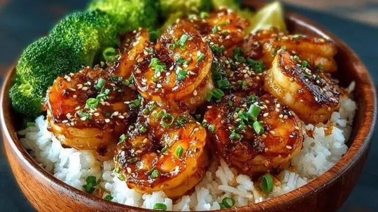 Delicious Honey Garlic Shrimp Bowls with vibrant vegetables served in a bowl